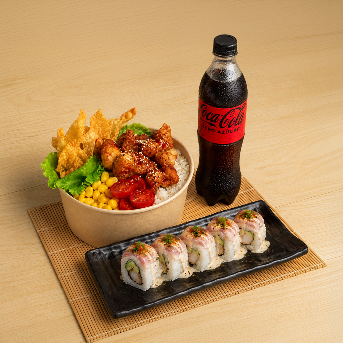 Ofertoku (Poke Karaage + ½ Acevichado + Gaseosa)
